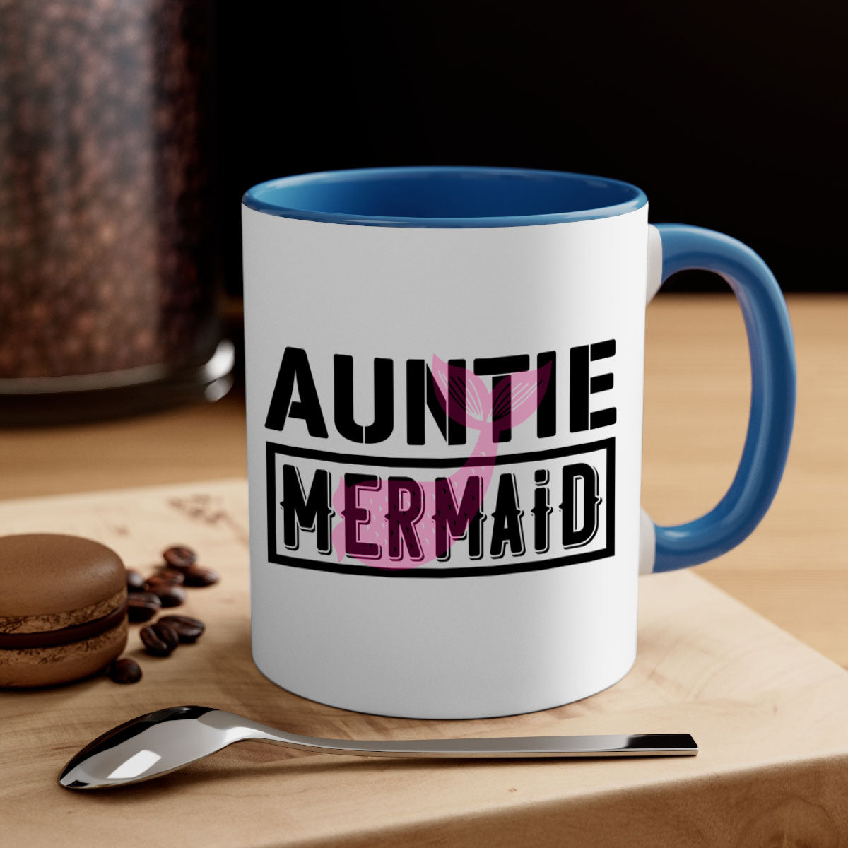 Auntie Mermaid 18# Mug featuring a glossy finish with a colorful handle and interior, perfect for coffee or tea.