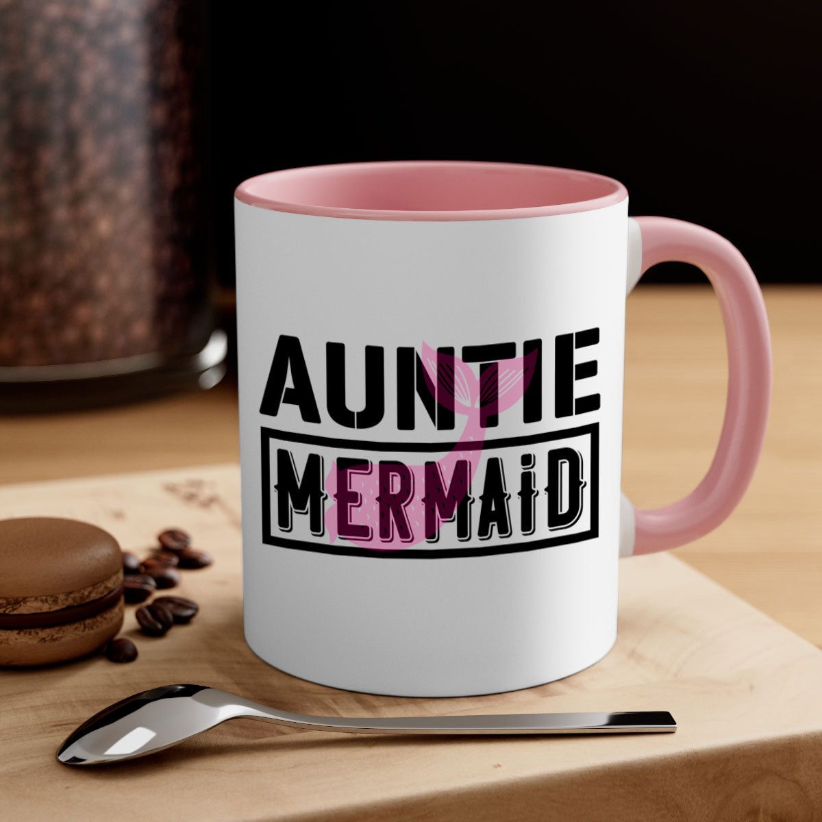 Auntie Mermaid 18# Mug featuring a glossy finish with a colorful handle and interior, perfect for coffee or tea.