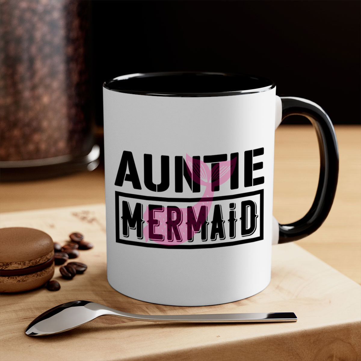 Auntie Mermaid 18# Mug featuring a glossy finish with a colorful handle and interior, perfect for coffee or tea.