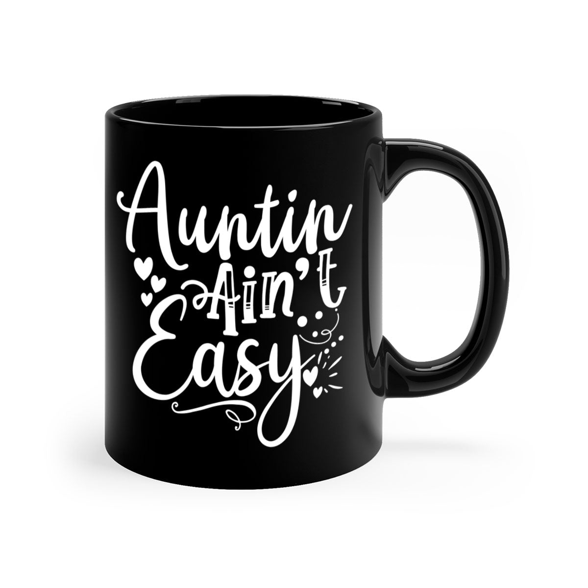 Auntin’ Ain’t Easy Style 13# Mug featuring a glossy finish, colored handle, and interior in five vibrant colors.