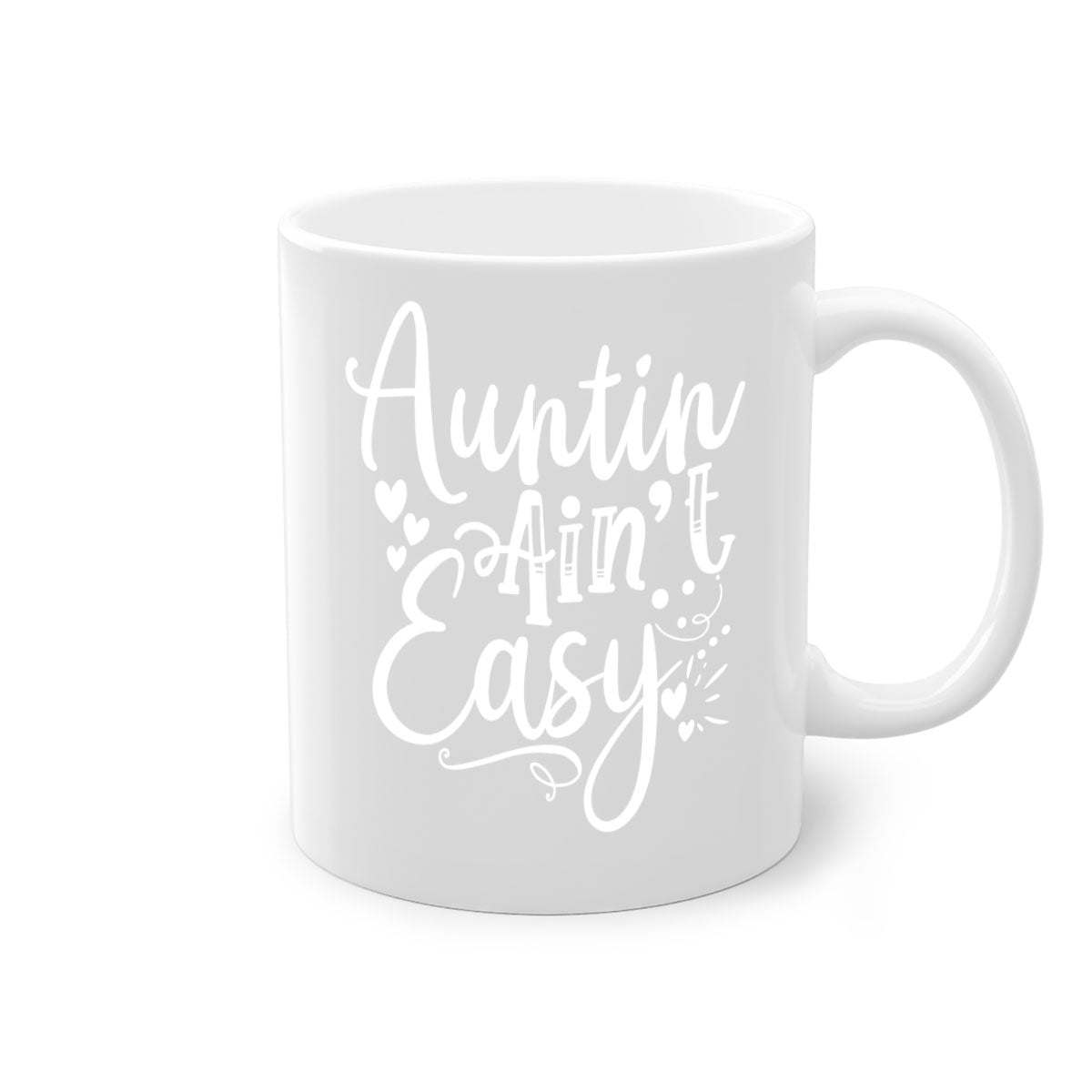 Auntin’ Ain’t Easy Style 13# Mug featuring a glossy finish, colored handle, and interior in five vibrant colors.