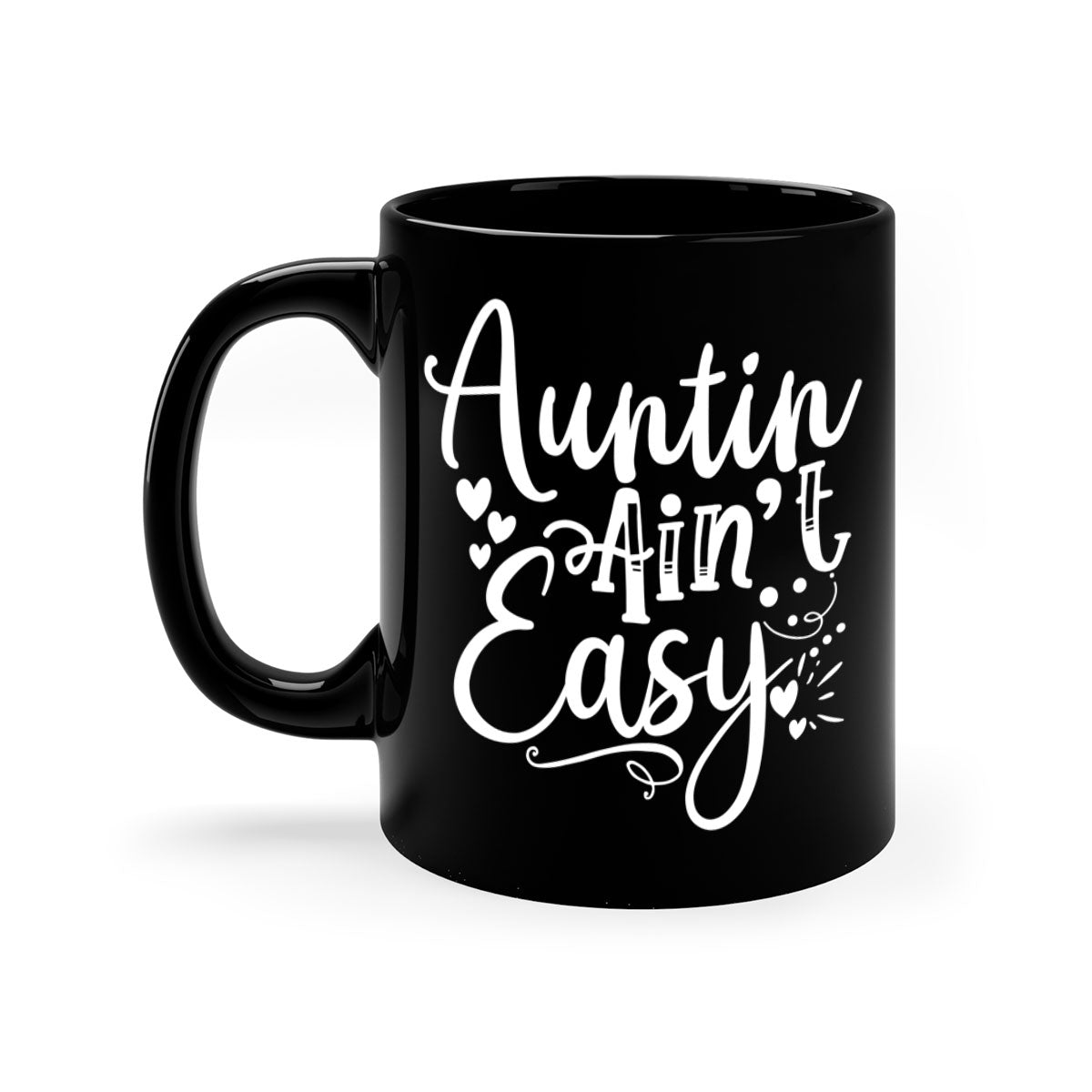 Auntin’ Ain’t Easy Style 13# Mug featuring a glossy finish, colored handle, and interior in five vibrant colors.