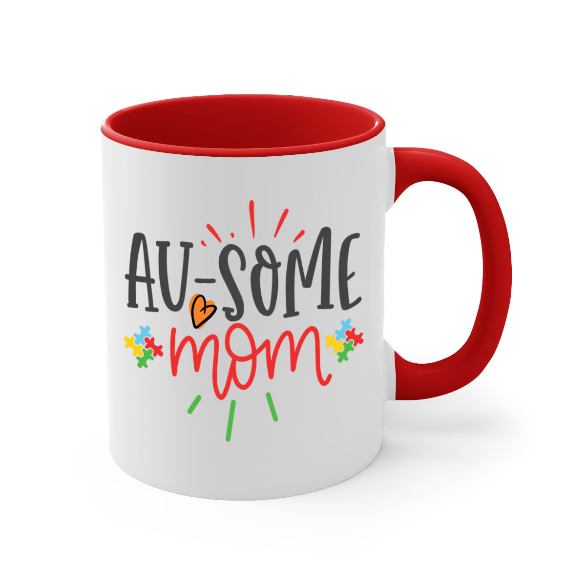 A stylish two-tone ausome mom Style 4# mug with a colored handle and glossy finish, perfect for coffee or tea.