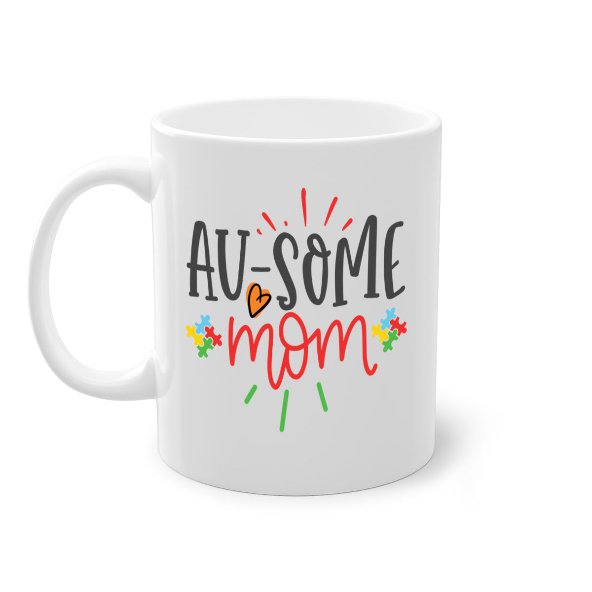 A stylish two-tone ausome mom Style 4# mug with a colored handle and glossy finish, perfect for coffee or tea.