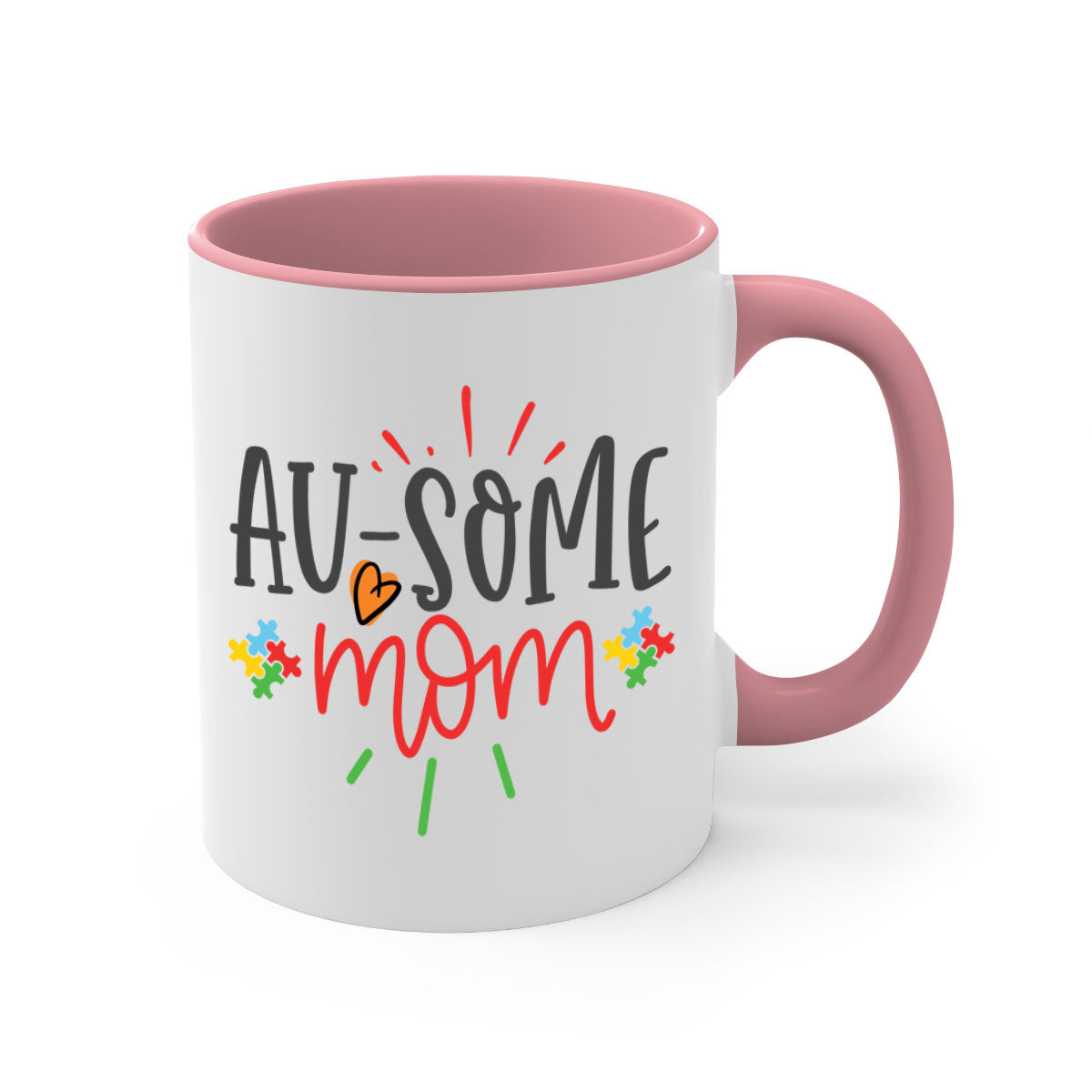 A stylish two-tone ausome mom Style 4# mug with a colored handle and glossy finish, perfect for coffee or tea.