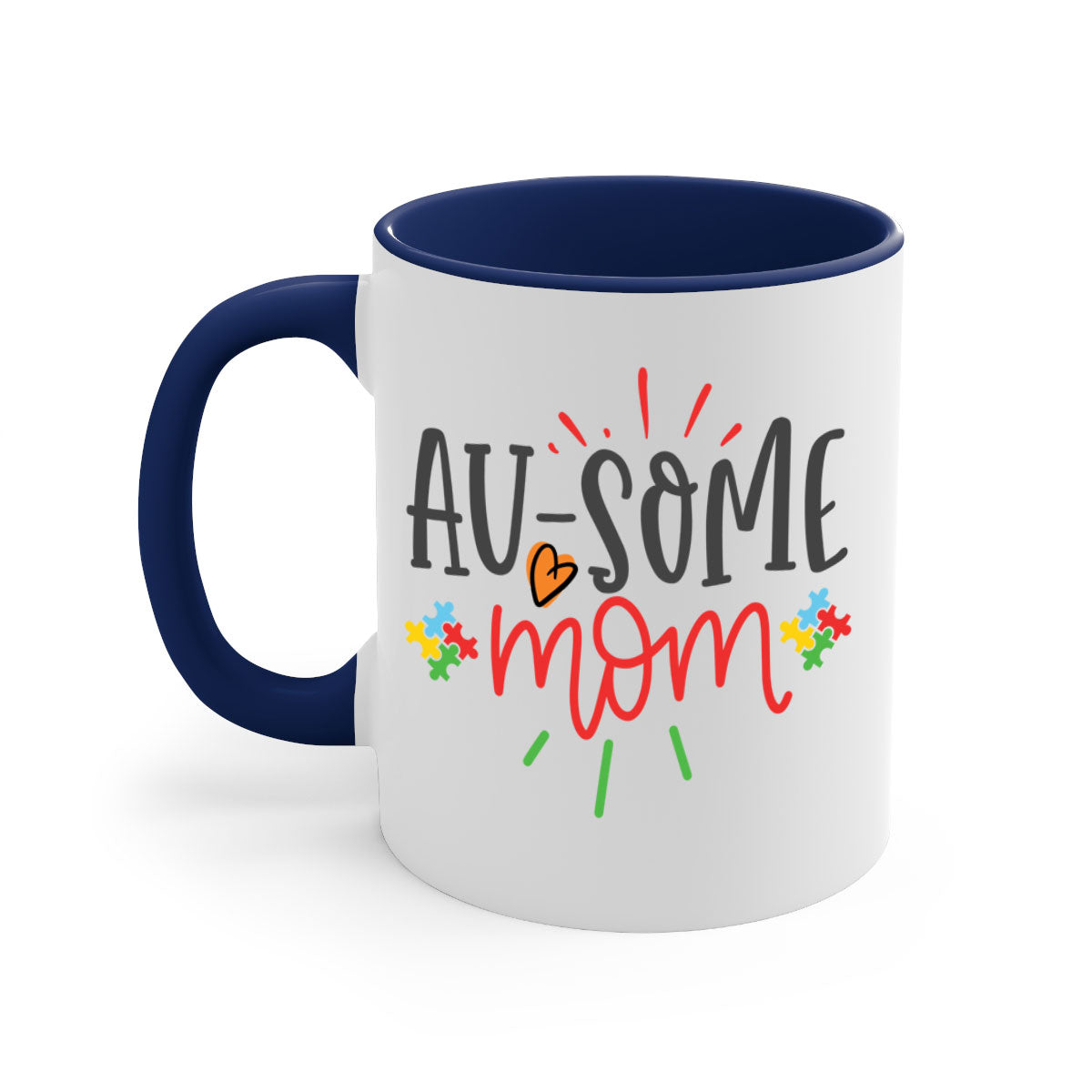 A stylish two-tone ausome mom Style 4# mug with a colored handle and glossy finish, perfect for coffee or tea.