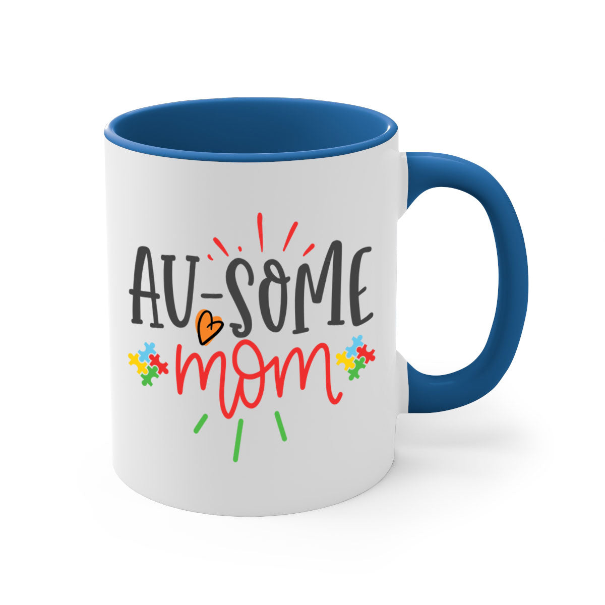 A stylish two-tone ausome mom Style 4# mug with a colored handle and glossy finish, perfect for coffee or tea.