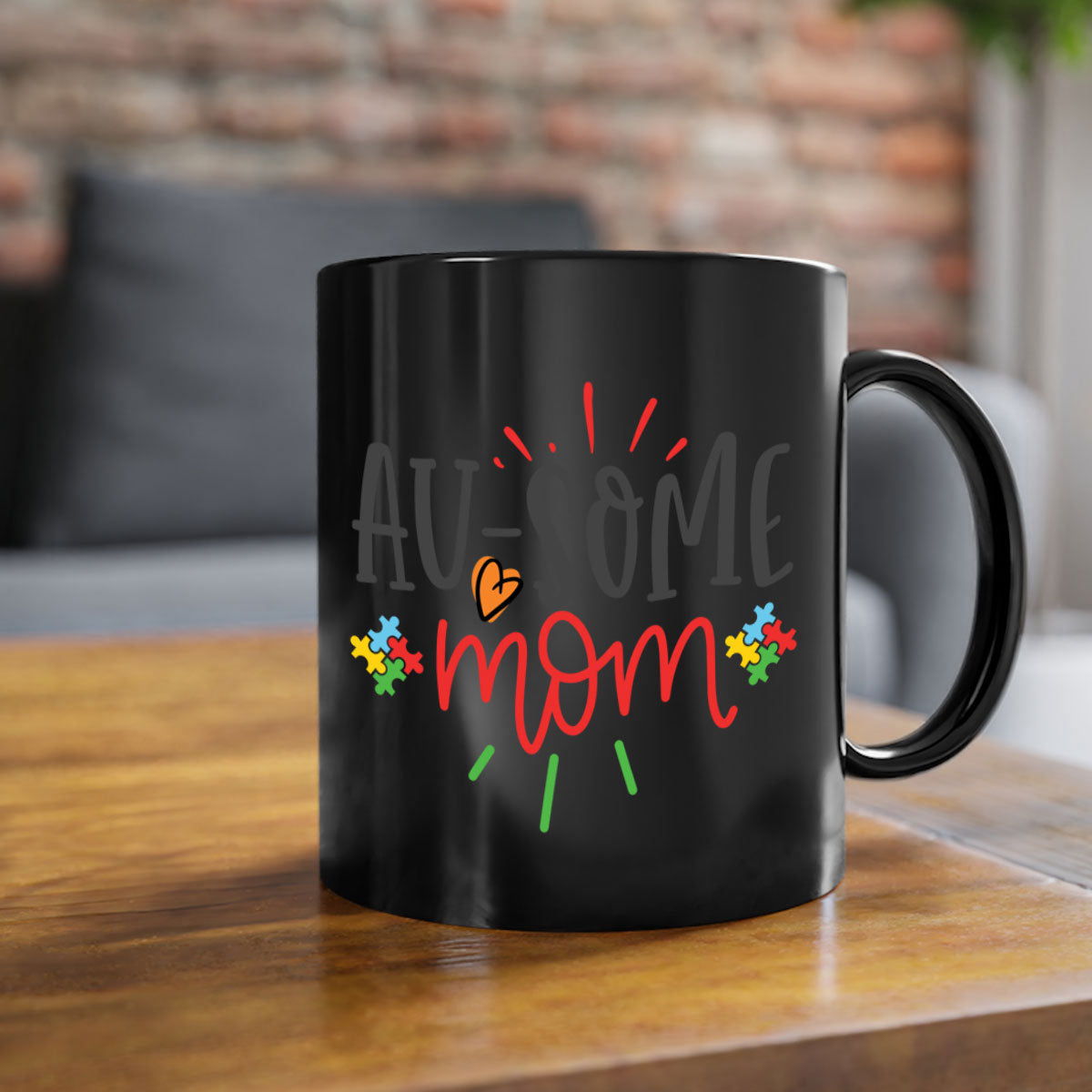 A stylish two-tone ausome mom Style 4# mug with a colored handle and glossy finish, perfect for coffee or tea.