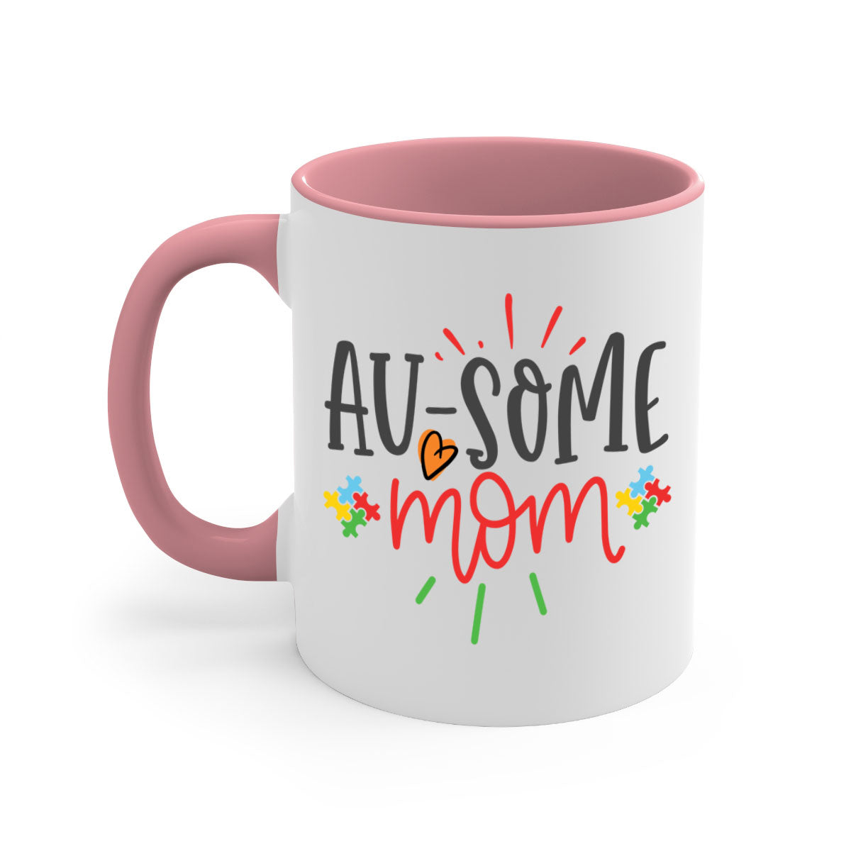 A stylish two-tone ausome mom Style 4# mug with a colored handle and glossy finish, perfect for coffee or tea.