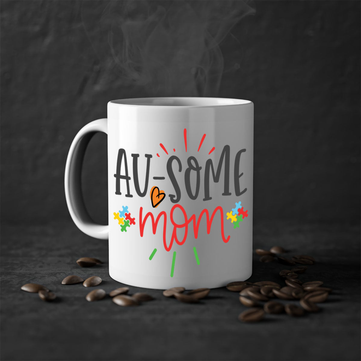 A stylish two-tone ausome mom Style 4# mug with a colored handle and glossy finish, perfect for coffee or tea.