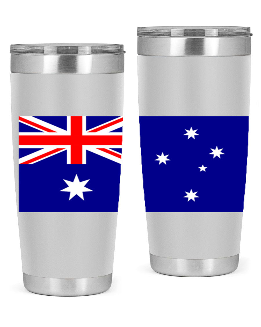 Australia 189# Tumbler showcasing double wall vacuum stainless steel design with vibrant printed flag design.