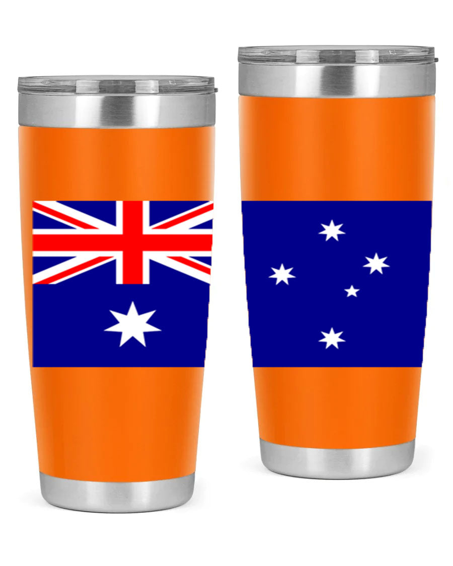 Australia 189# Tumbler showcasing double wall vacuum stainless steel design with vibrant printed flag design.