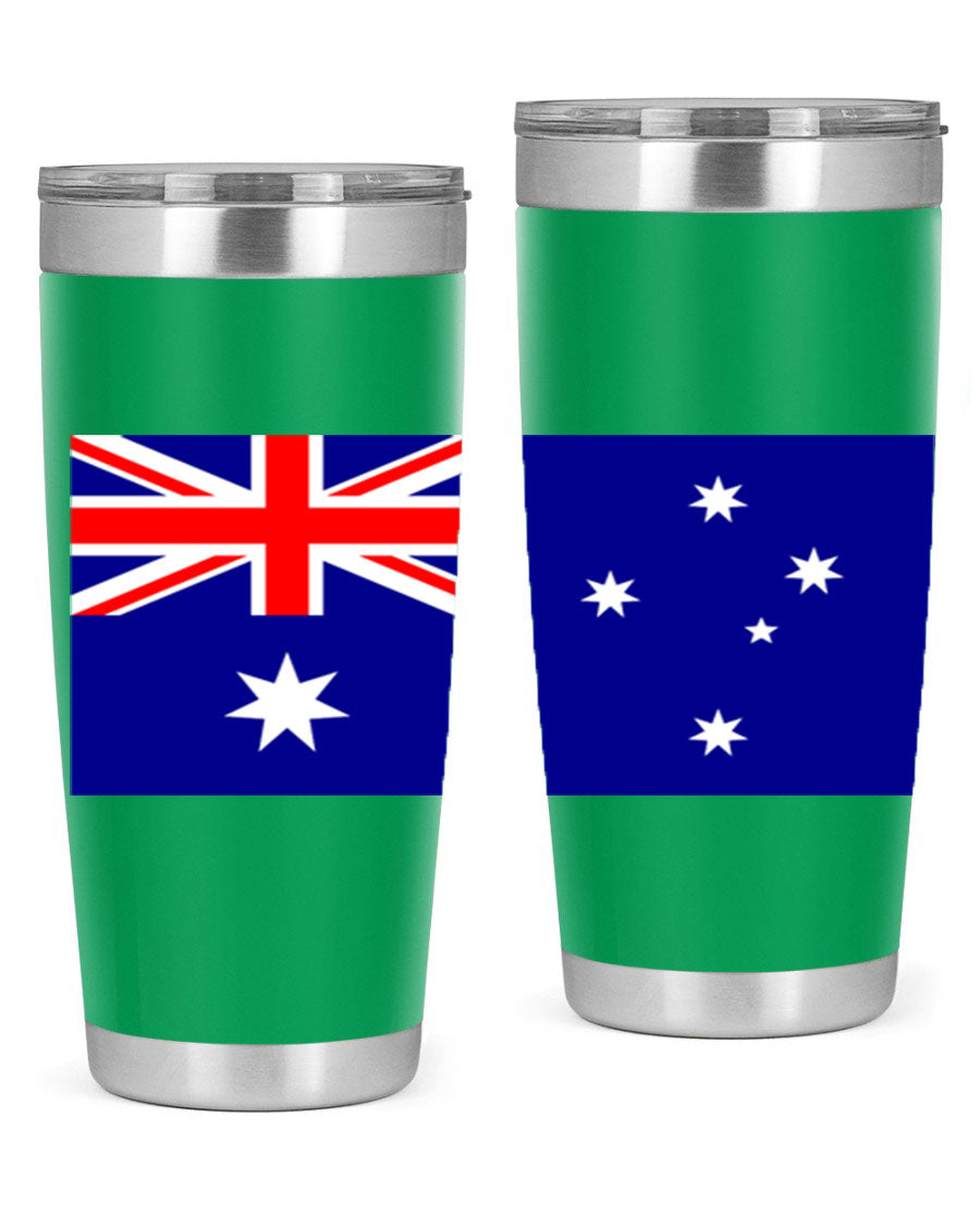 Australia 189# Tumbler showcasing double wall vacuum stainless steel design with vibrant printed flag design.