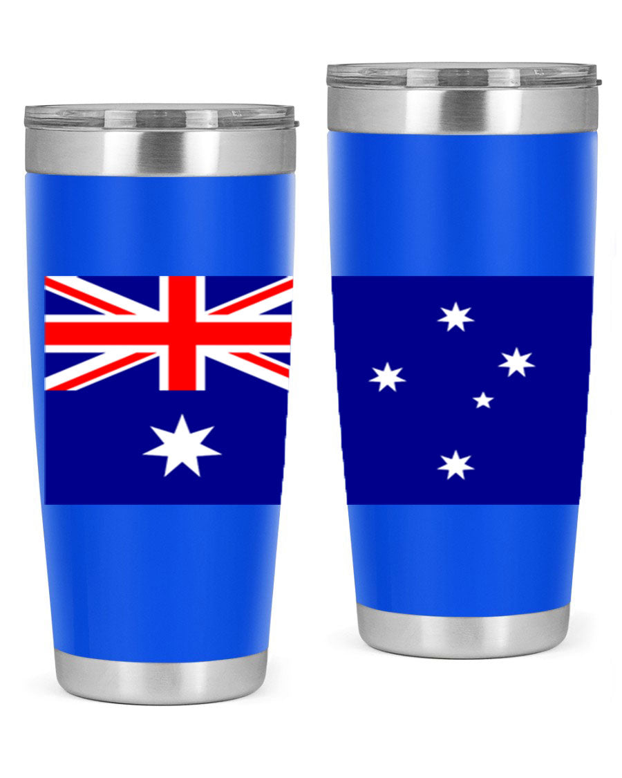 Australia 189# Tumbler showcasing double wall vacuum stainless steel design with vibrant printed flag design.