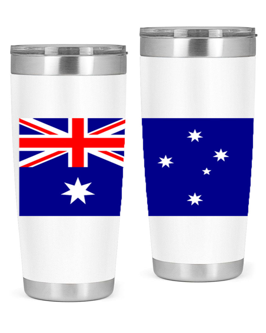 Australia 189# Tumbler showcasing double wall vacuum stainless steel design with vibrant printed flag design.