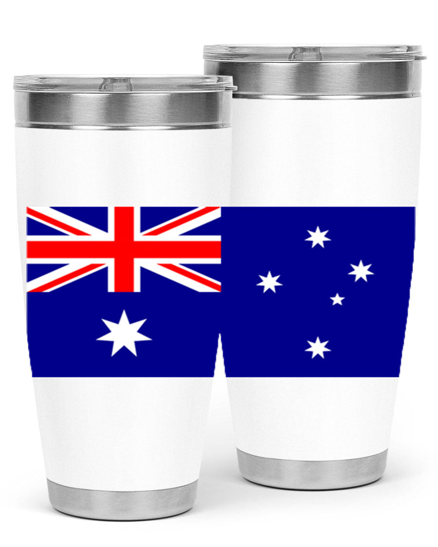 Australia 189# Tumbler showcasing double wall vacuum stainless steel design with vibrant printed flag design.