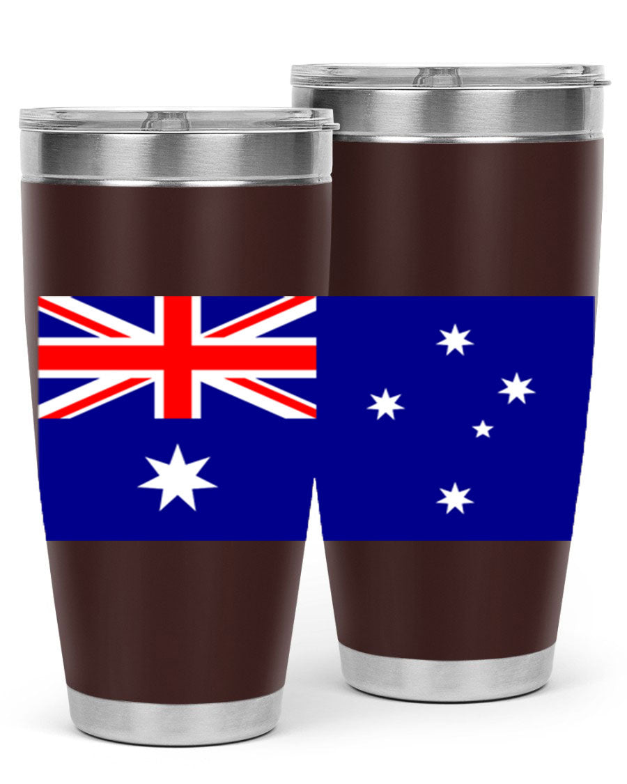 Australia 189# Tumbler showcasing double wall vacuum stainless steel design with vibrant printed flag design.