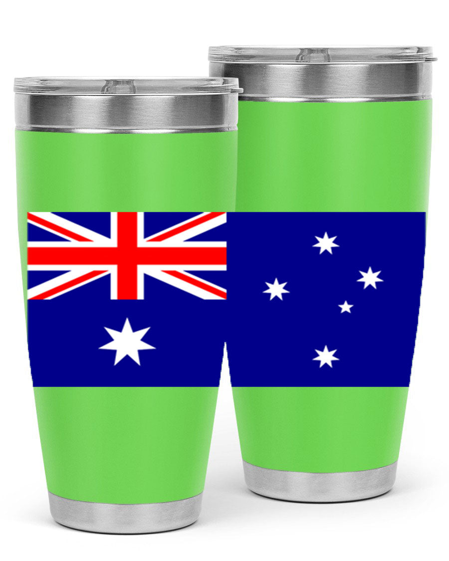 Australia 189# Tumbler showcasing double wall vacuum stainless steel design with vibrant printed flag design.