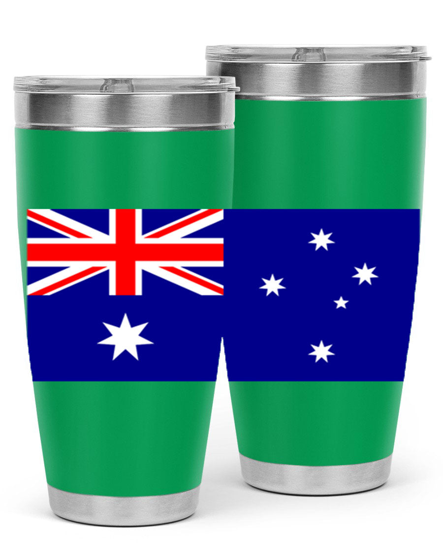 Australia 189# Tumbler showcasing double wall vacuum stainless steel design with vibrant printed flag design.