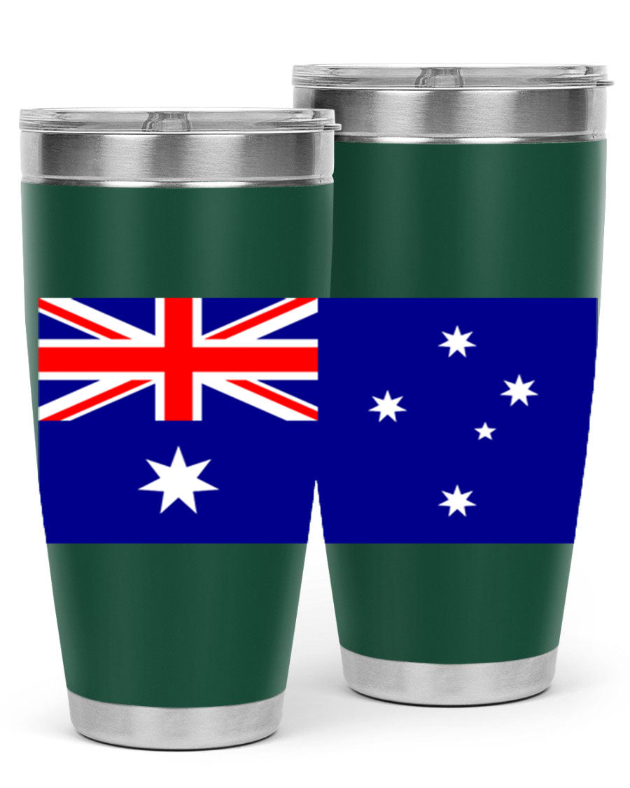 Australia 189# Tumbler showcasing double wall vacuum stainless steel design with vibrant printed flag design.