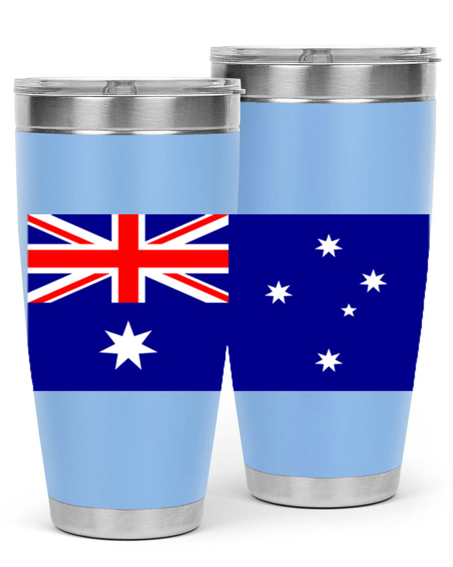 Australia 189# Tumbler showcasing double wall vacuum stainless steel design with vibrant printed flag design.