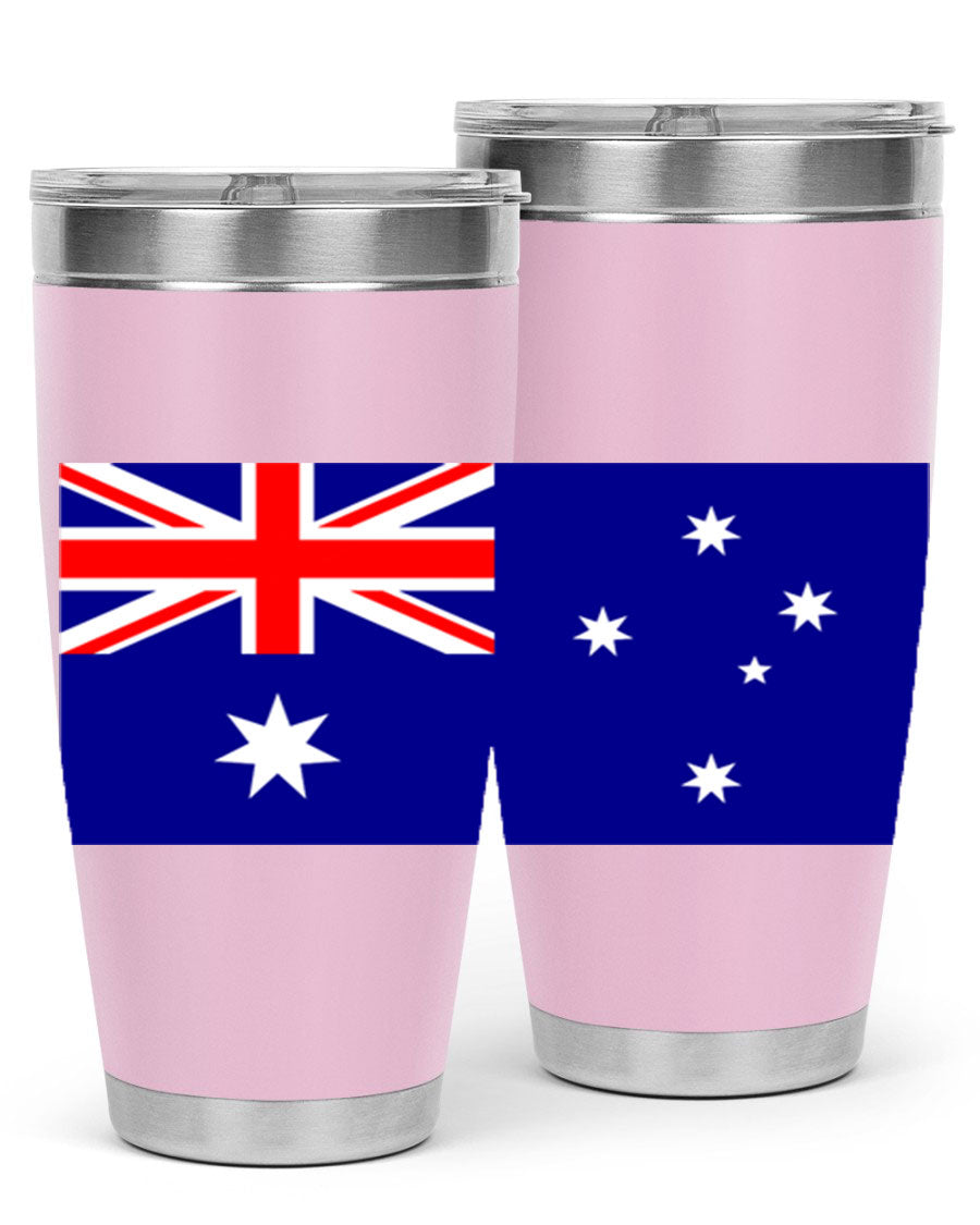 Australia 189# Tumbler showcasing double wall vacuum stainless steel design with vibrant printed flag design.