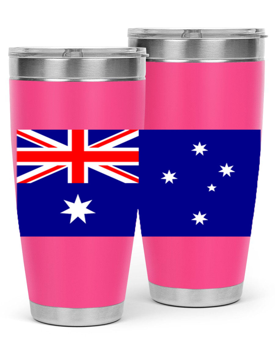 Australia 189# Tumbler showcasing double wall vacuum stainless steel design with vibrant printed flag design.