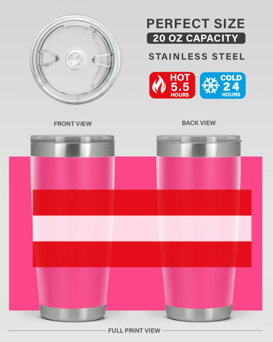 Austria 188# Tumbler showcasing double wall vacuum stainless steel design with vibrant printed flag design.