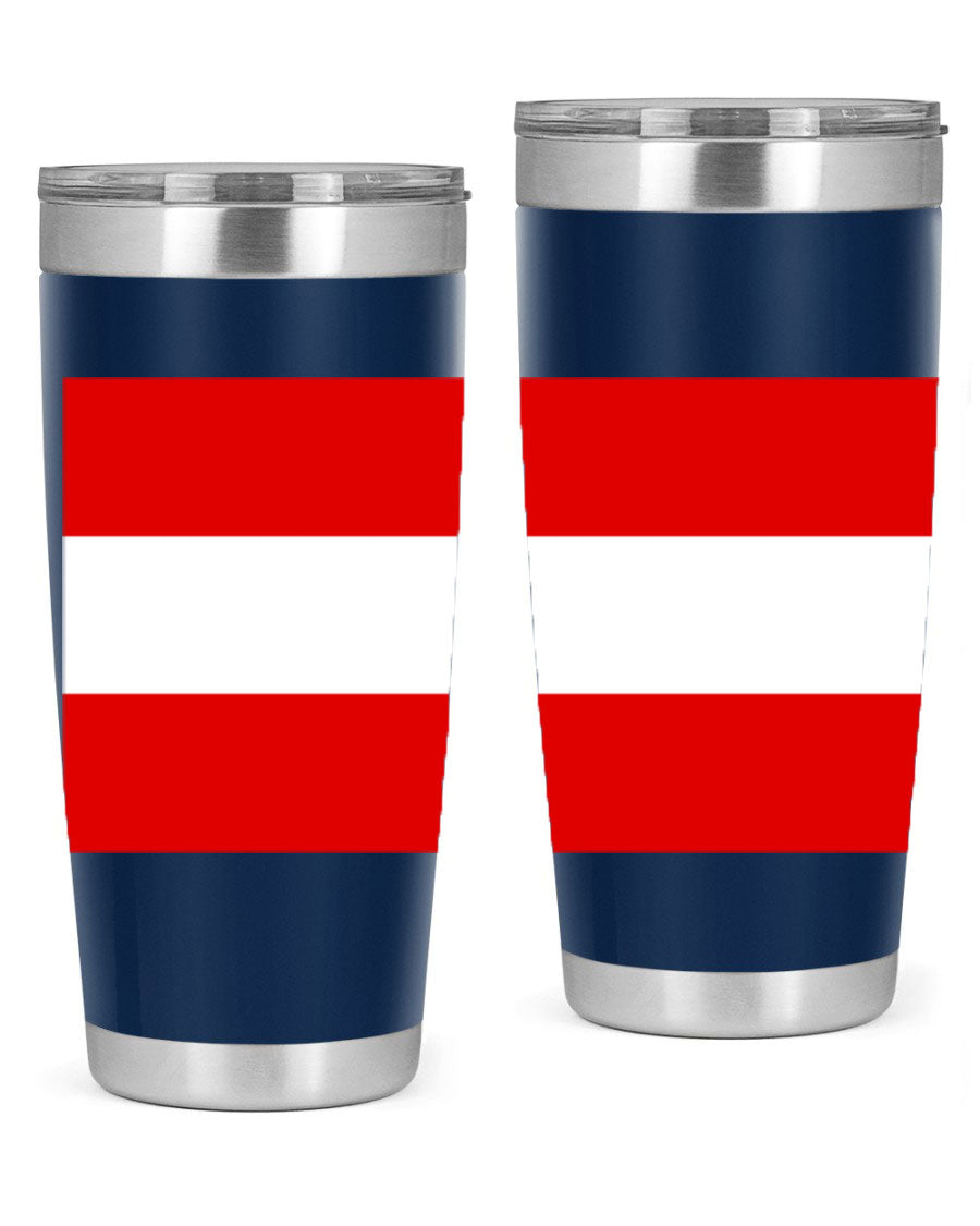 Austria 188# Tumbler showcasing double wall vacuum stainless steel design with vibrant printed flag design.