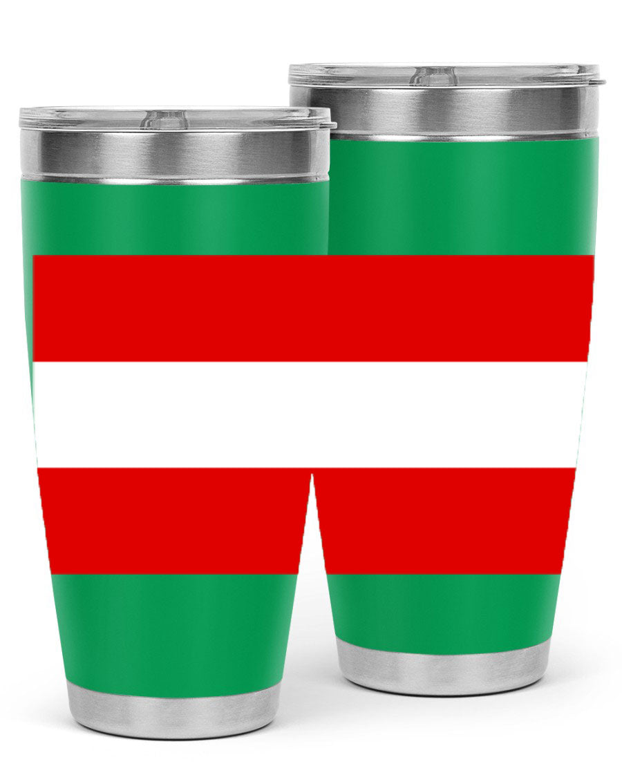 Austria 188# Tumbler showcasing double wall vacuum stainless steel design with vibrant printed flag design.