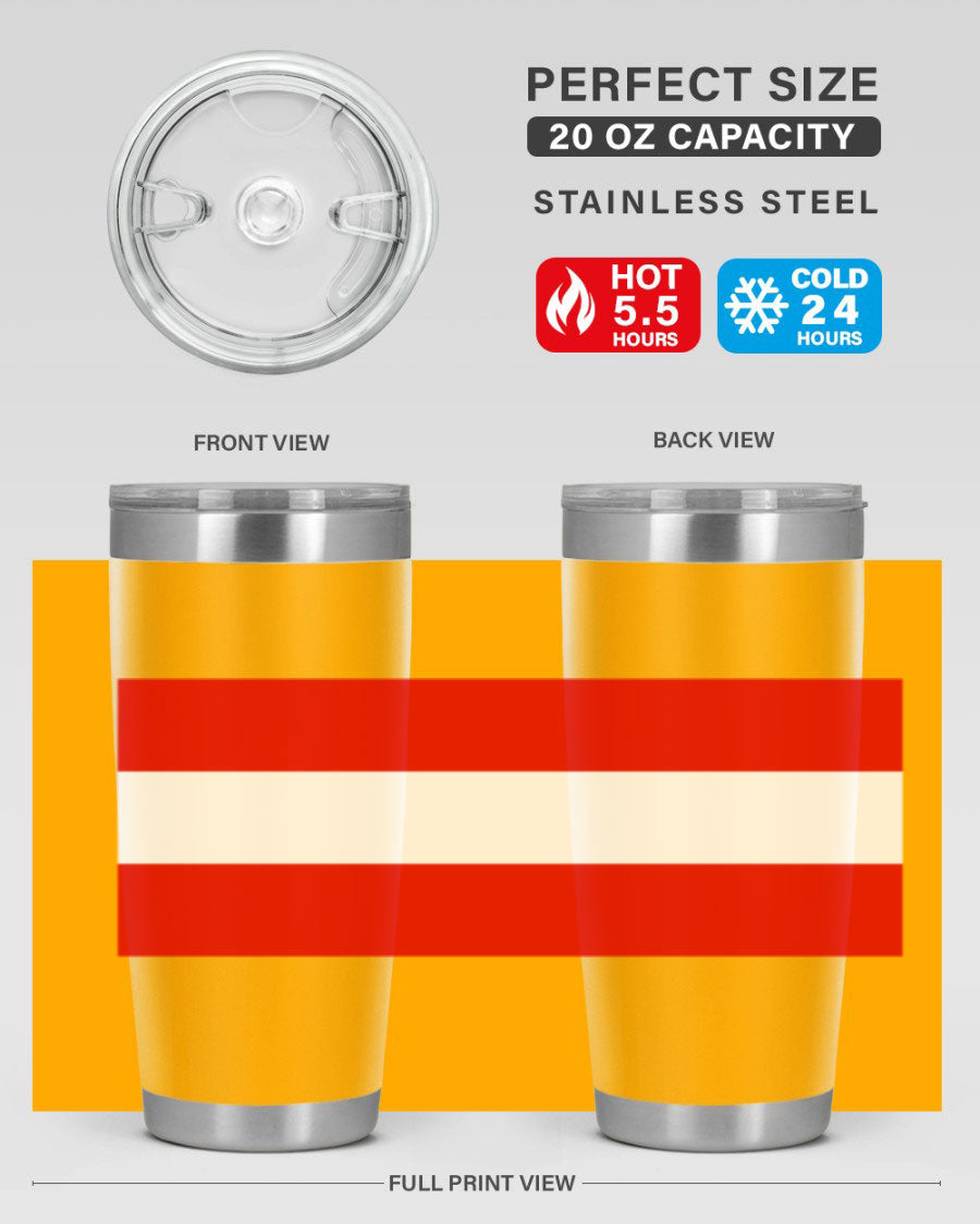 Austria 188# Tumbler showcasing double wall vacuum stainless steel design with vibrant printed flag design.