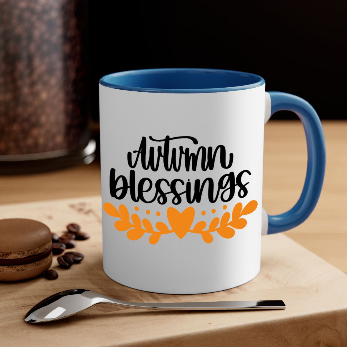 Autumn Blessings 472# Mug featuring a glossy finish, colored handle, and interior, available in five colors.