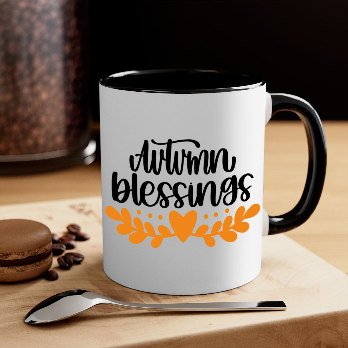 Autumn Blessings 472# Mug featuring a glossy finish, colored handle, and interior, available in five colors.