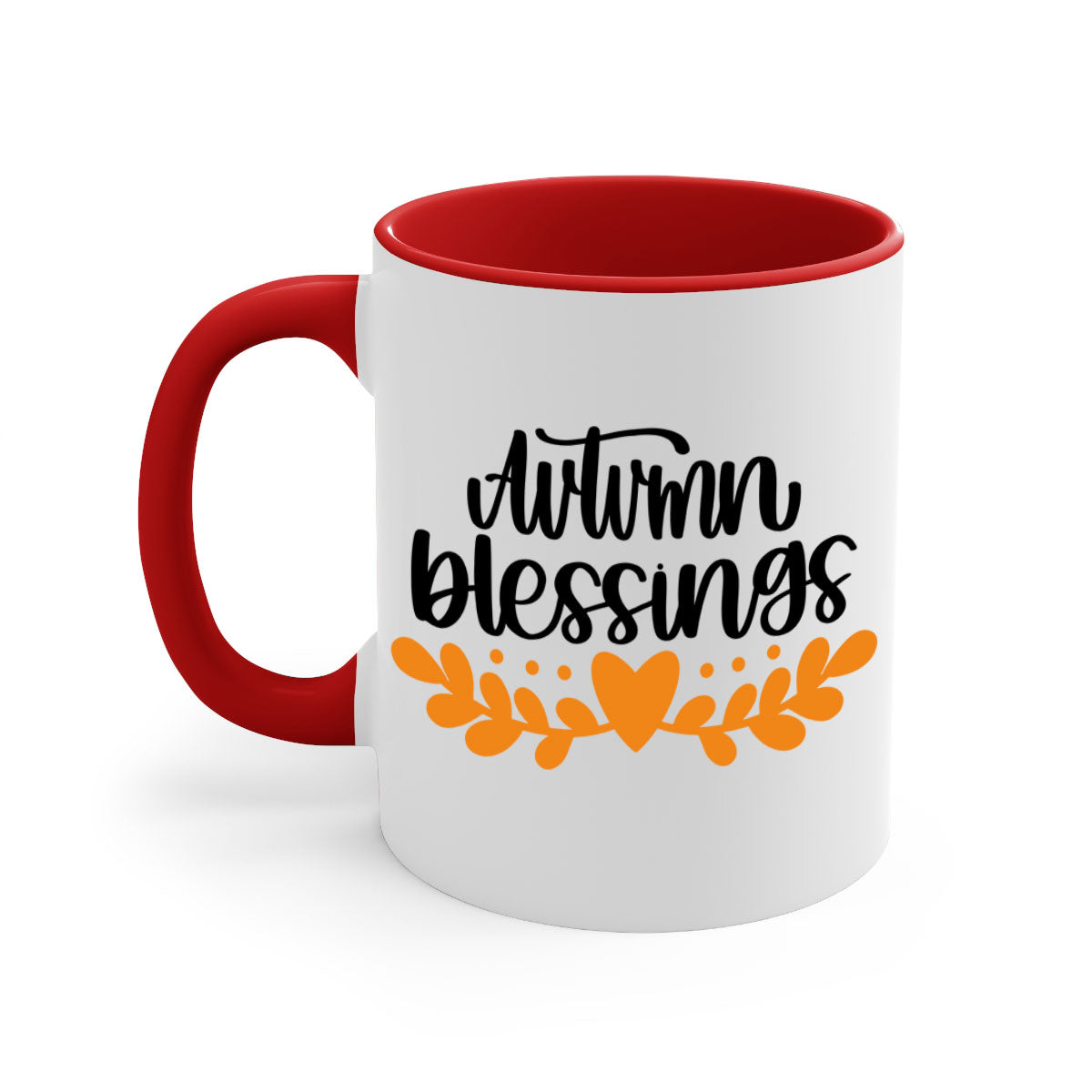 Autumn Blessings 472# Mug featuring a glossy finish, colored handle, and interior, available in five colors.