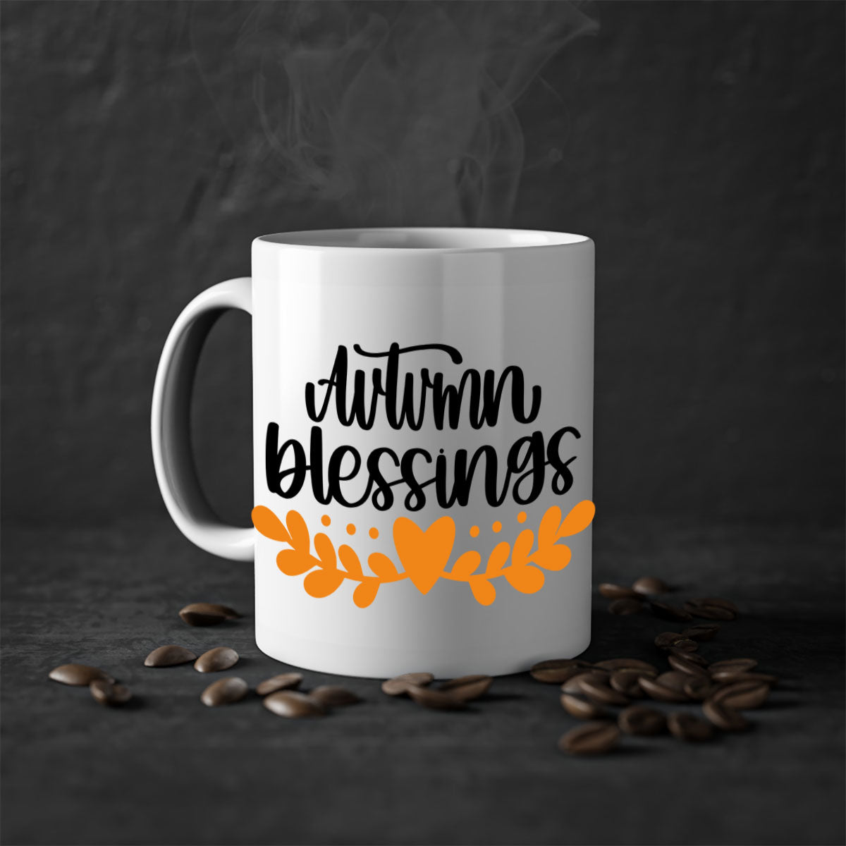 Autumn Blessings 472# Mug featuring a glossy finish, colored handle, and interior, available in five colors.