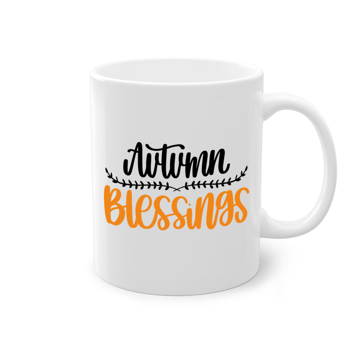 Autumn Blessings Mug featuring a two-tone design with a colored handle and glossy finish, available in multiple colors.