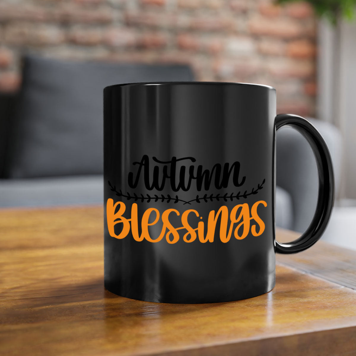 Autumn Blessings Mug featuring a two-tone design with a colored handle and glossy finish, available in multiple colors.