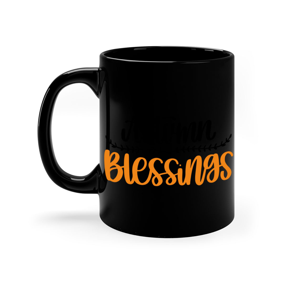 Autumn Blessings Mug featuring a two-tone design with a colored handle and glossy finish, available in multiple colors.