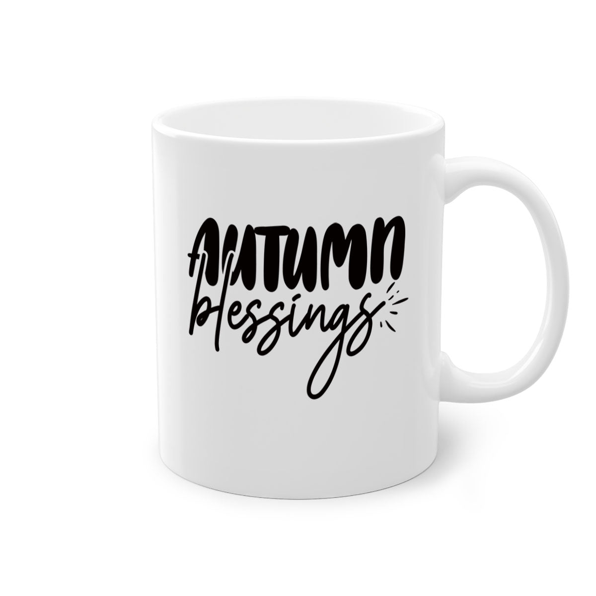 Autumn Blessings Mug featuring a two-tone design with a colored handle and glossy finish, available in multiple colors and sizes.