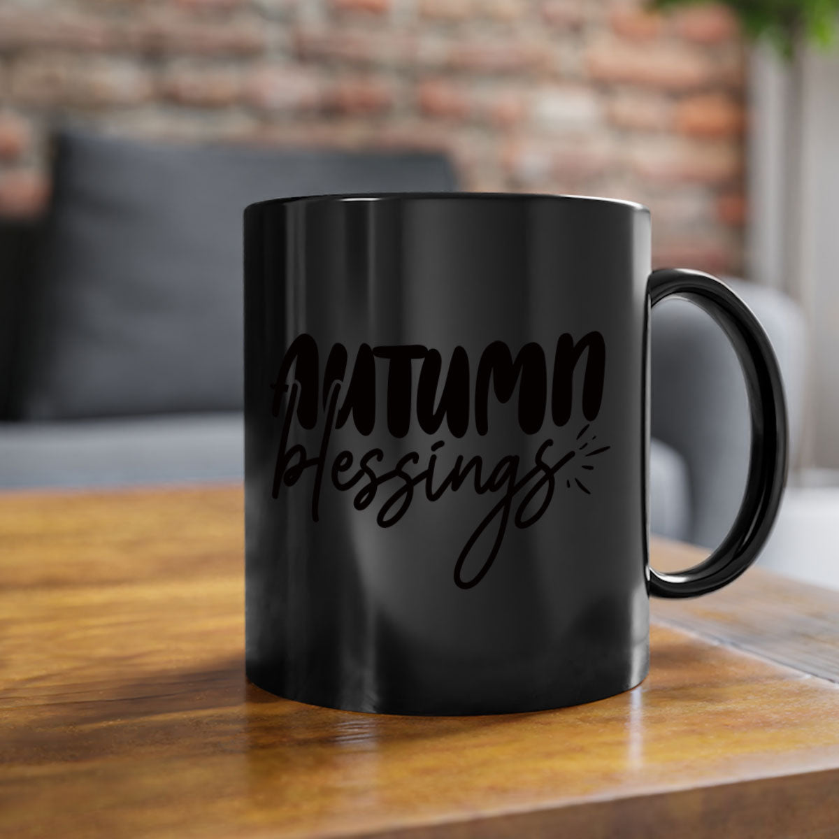 Autumn Blessings Mug featuring a two-tone design with a colored handle and glossy finish, available in multiple colors and sizes.