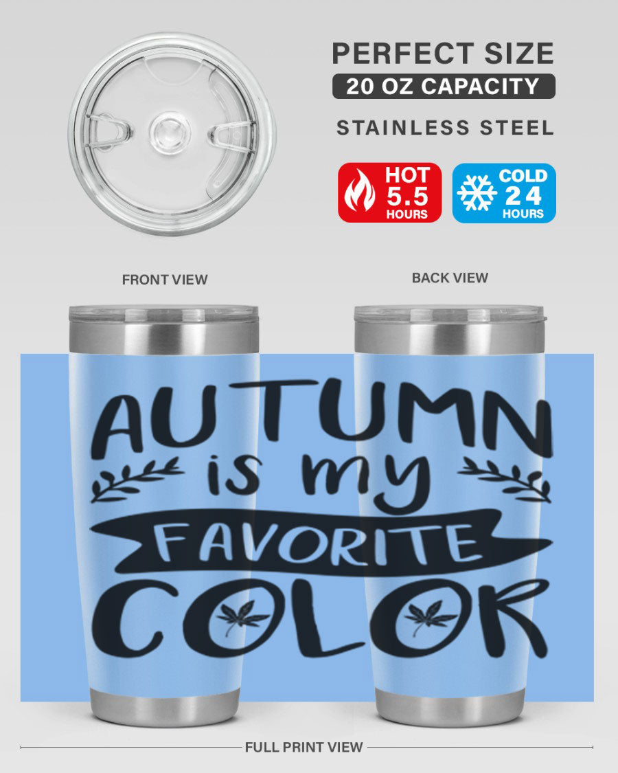 Autumn is My Favorite Color 17# Tumbler showcasing vibrant fall colors and a sleek stainless steel design.