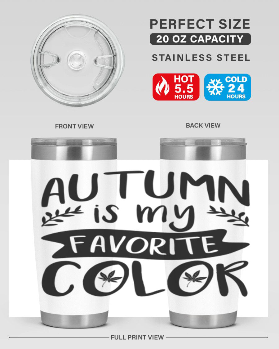 Autumn is My Favorite Color 17# Tumbler showcasing vibrant fall colors and a sleek stainless steel design.