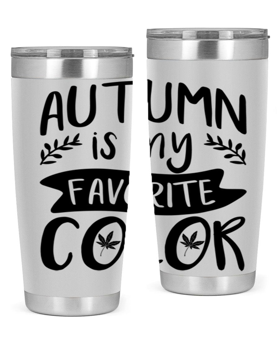 Autumn is My Favorite Color 17# Tumbler showcasing vibrant fall colors and a sleek stainless steel design.