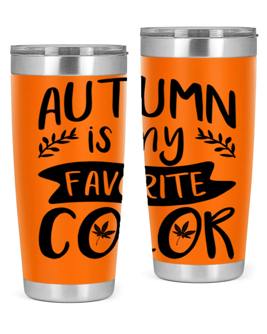 Autumn is My Favorite Color 17# Tumbler showcasing vibrant fall colors and a sleek stainless steel design.