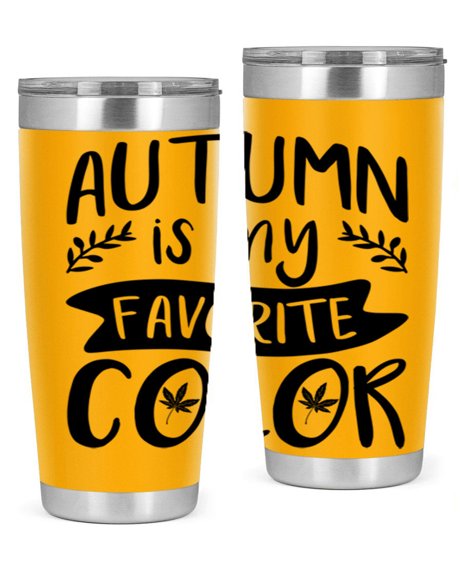 Autumn is My Favorite Color 17# Tumbler showcasing vibrant fall colors and a sleek stainless steel design.