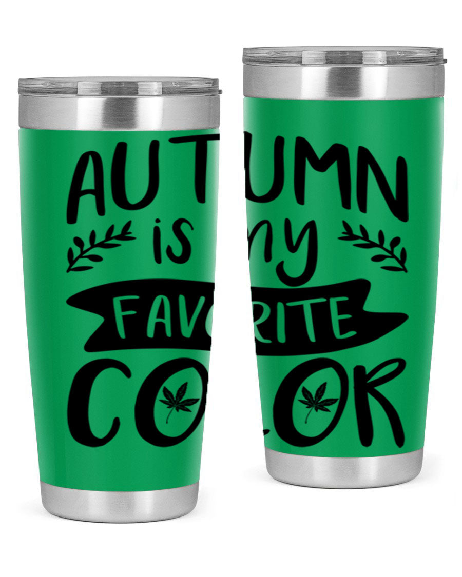 Autumn is My Favorite Color 17# Tumbler showcasing vibrant fall colors and a sleek stainless steel design.