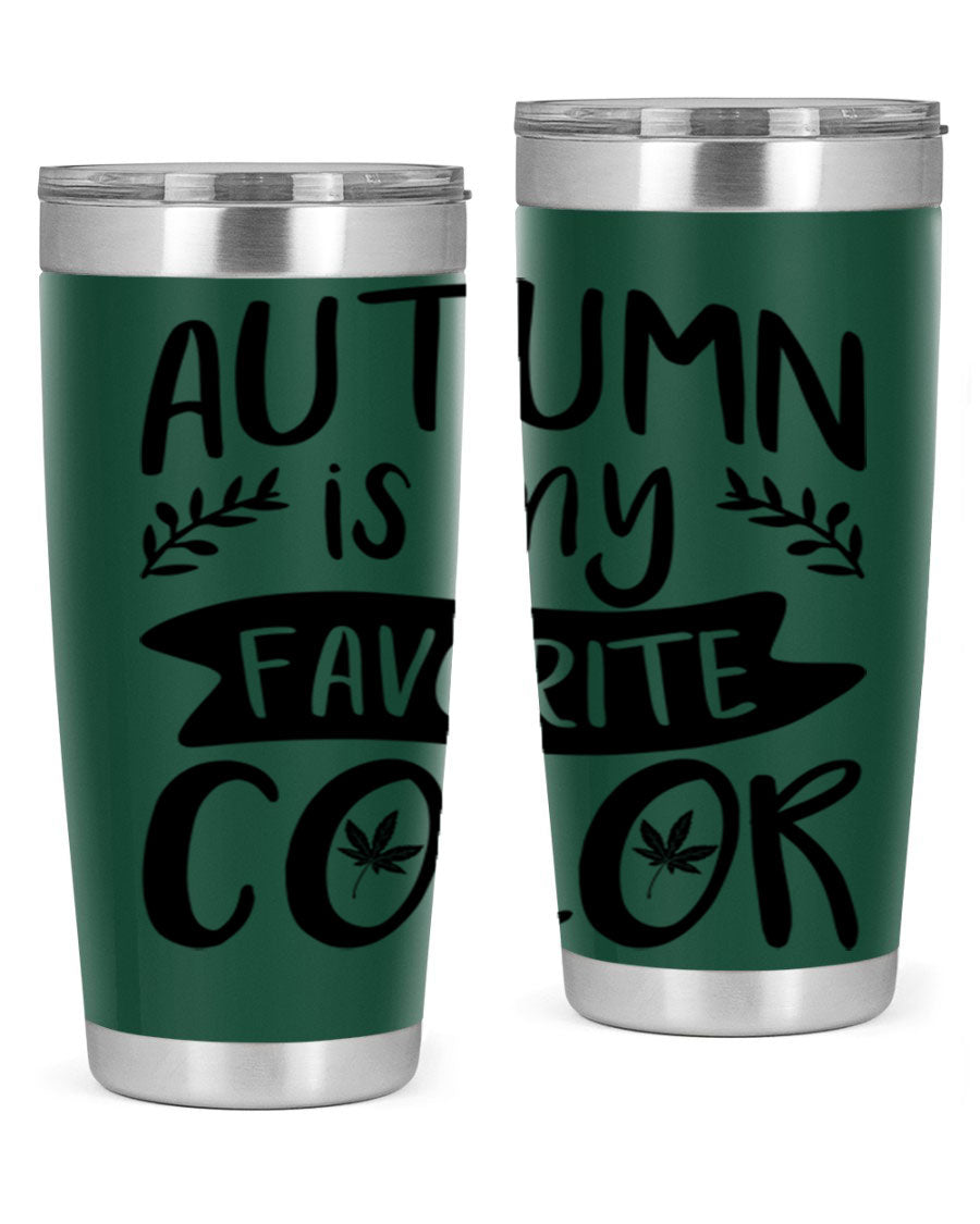 Autumn is My Favorite Color 17# Tumbler showcasing vibrant fall colors and a sleek stainless steel design.