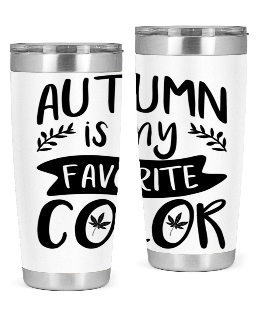 Autumn is My Favorite Color 17# Tumbler showcasing vibrant fall colors and a sleek stainless steel design.