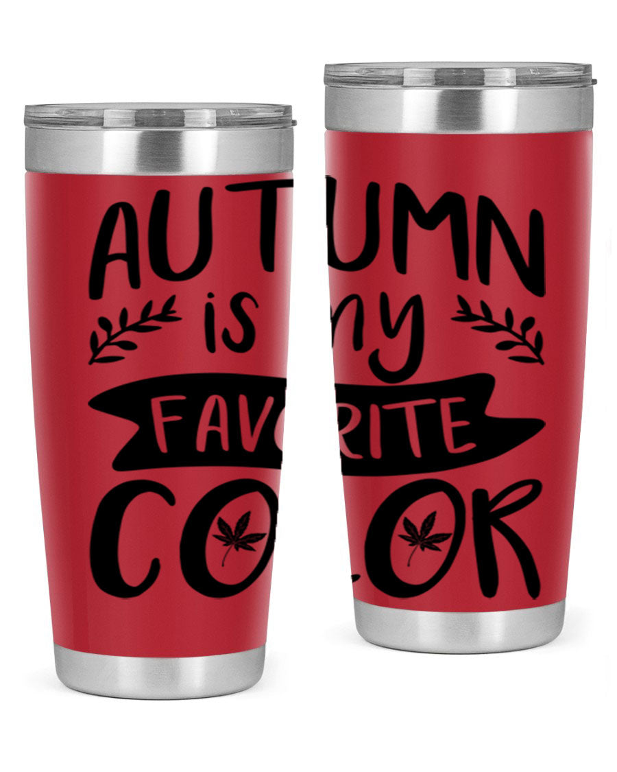 Autumn is My Favorite Color 17# Tumbler showcasing vibrant fall colors and a sleek stainless steel design.