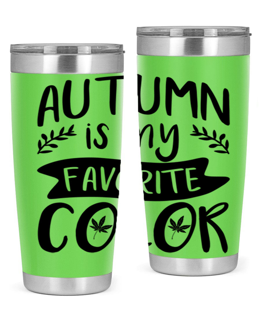 Autumn is My Favorite Color 17# Tumbler showcasing vibrant fall colors and a sleek stainless steel design.